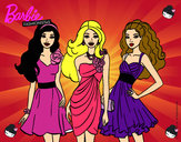 Dibujo Barbie y sus amigas vestidas de fiesta pintado por gabriela07