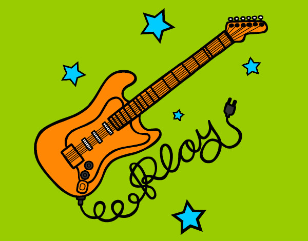 Dibujo Guitarra y estrellas pintado por nicolino