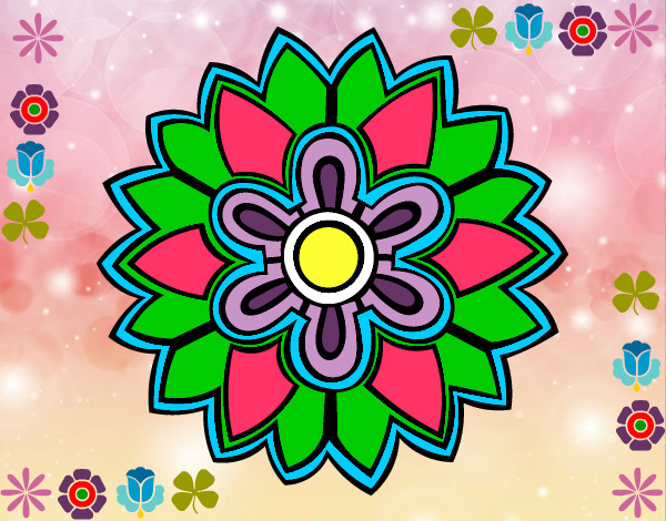 Dibujo Mándala con forma de flor weiss pintado por lializpio