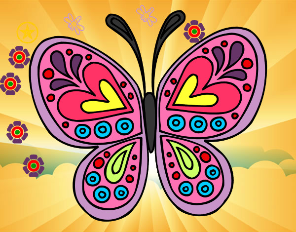Dibujo Mandala mariposa pintado por mbm