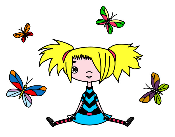 Dibujo Niña con mariposas pintado por anggelber