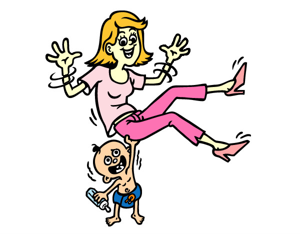 Dibujo Niño levantando a su madre pintado por lializpio