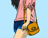 Dibujo Chica con bolso pintado por Nataliatar