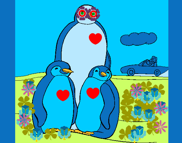 Dibujo Familia pingüino pintado por memojuan