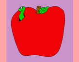 Dibujo Gusano en la fruta pintado por ione