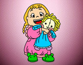 Dibujo Niña con su muñeca pintado por Deelfi