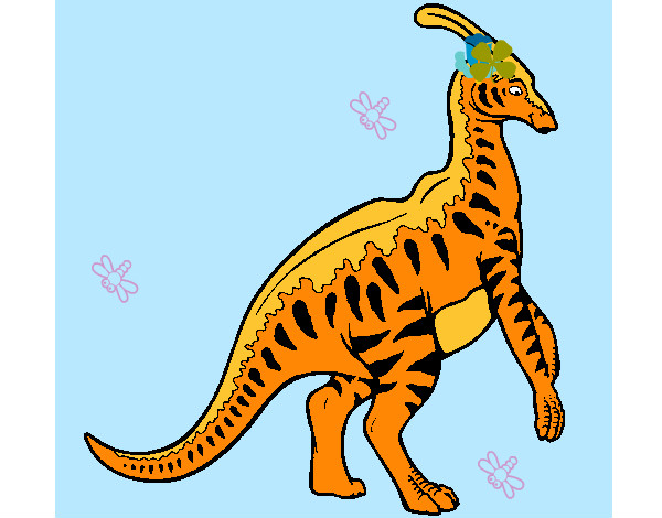 Dibujo Parasaurolofus con rayas pintado por memojuan