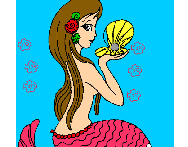 Dibujo Sirena y perla pintado por mbm