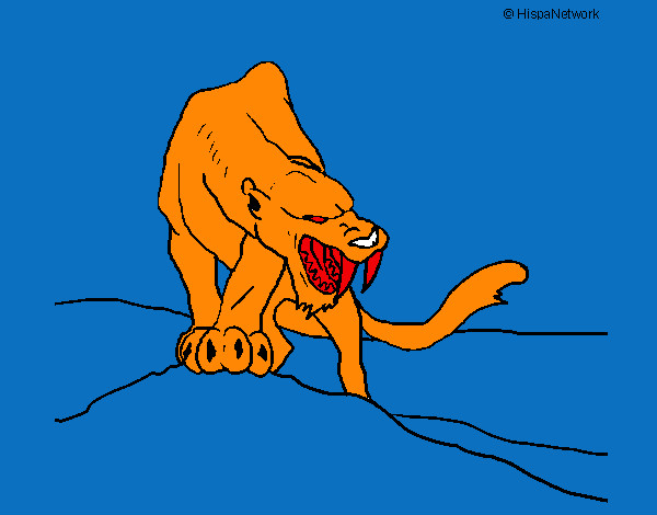 Dibujo Tigre con afilados colmillos pintado por rogirin
