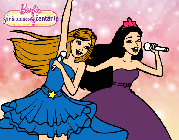 Dibujo Barbie y la princesa cantando pintado por AixaMan1