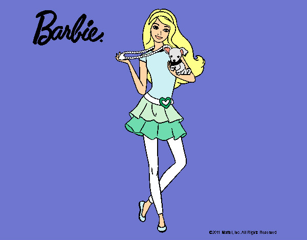 Dibujo Barbie y su mascota pintado por yuerina