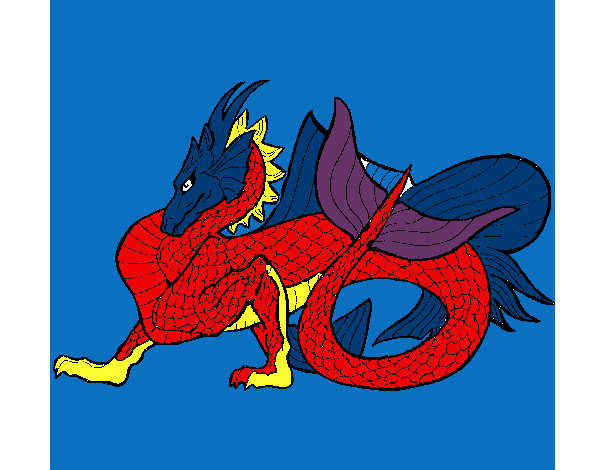 Dibujo Dragón de mar pintado por lueta