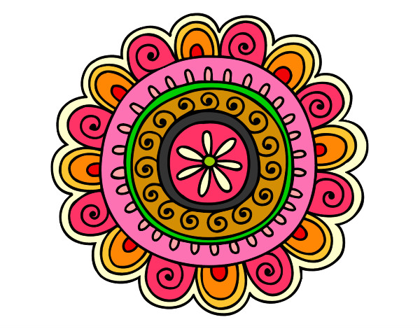 Dibujo Mandala alegre pintado por ataba