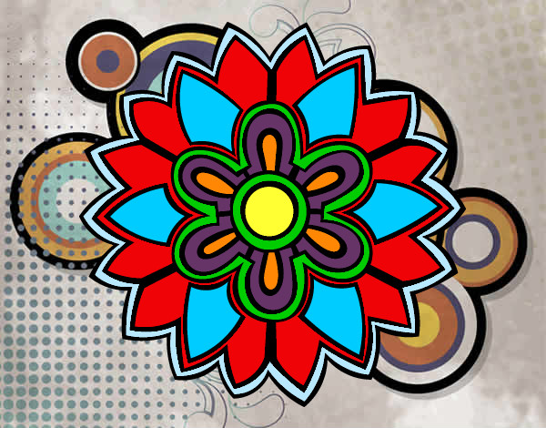 Dibujo Mándala con forma de flor weiss pintado por lueta