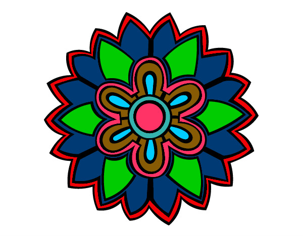 Dibujo Mándala con forma de flor weiss pintado por sony777