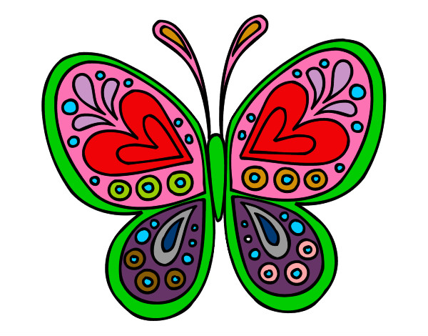 Dibujo Mandala mariposa pintado por 66666666