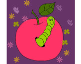 Dibujo Manzana con gusano pintado por JANI_ANETT