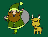 Dibujo Papá Noel y un reno pintado por charito