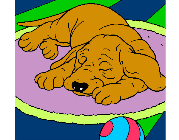 Dibujo Perro durmiendo pintado por muita