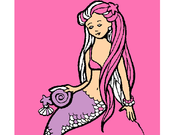 Dibujo Sirena con caracola pintado por Adalahy