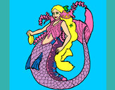 Dibujo Sirena con larga melena pintado por cecilita