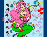 Dibujo Sirena entre burbujas pintado por ADSS