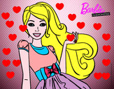 Dibujo Barbie con su vestido con lazo pintado por danicienta