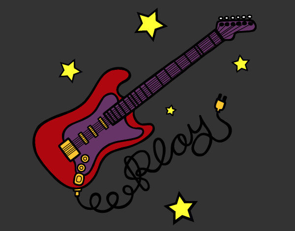 Dibujo Guitarra y estrellas pintado por angelitita