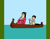 Dibujo Madre e hijo en canoa pintado por hellen4042