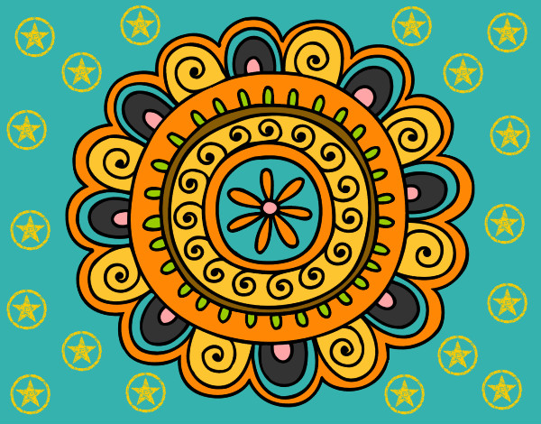 Dibujo Mandala alegre pintado por zennona