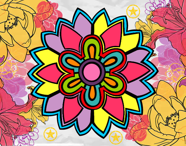 Dibujo Mándala con forma de flor weiss pintado por errr