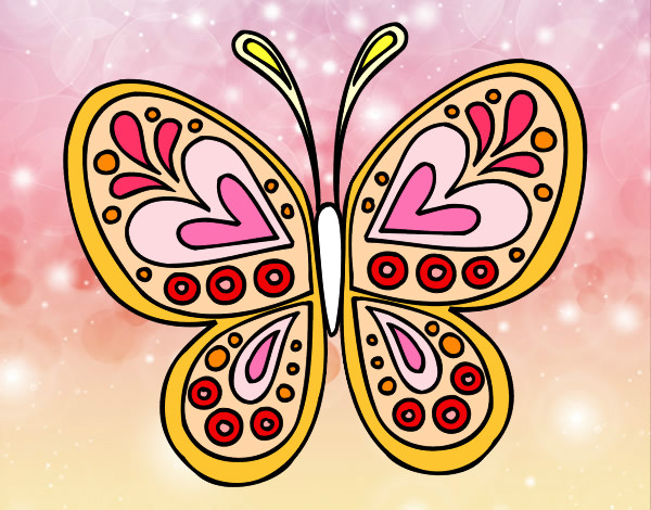 Dibujo Mandala mariposa pintado por maddy