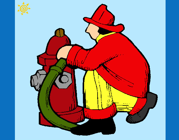 Dibujo Bombero en la boca de incendios pintado por disogori