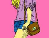 Dibujo Chica con bolso pintado por martinedu
