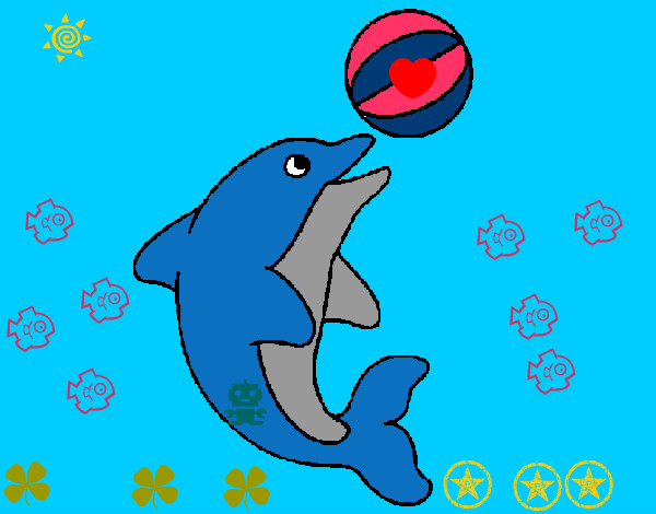 Dibujo Delfín jugando con una pelota pintado por dakava