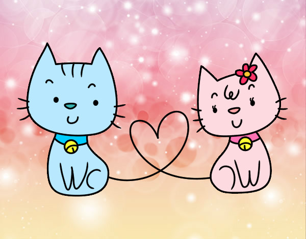 Dibujo Gatos enamorados pintado por Anabella11