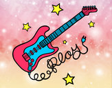 Dibujo Guitarra y estrellas pintado por audreys