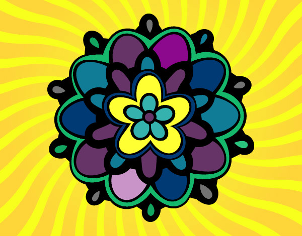 Dibujo Mándala con una flor pintado por MYLKA