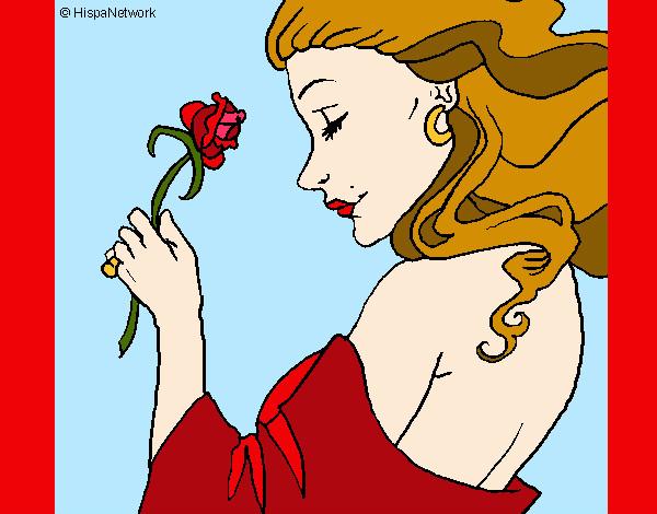 Dibujo Princesa con una rosa pintado por AgustinaM
