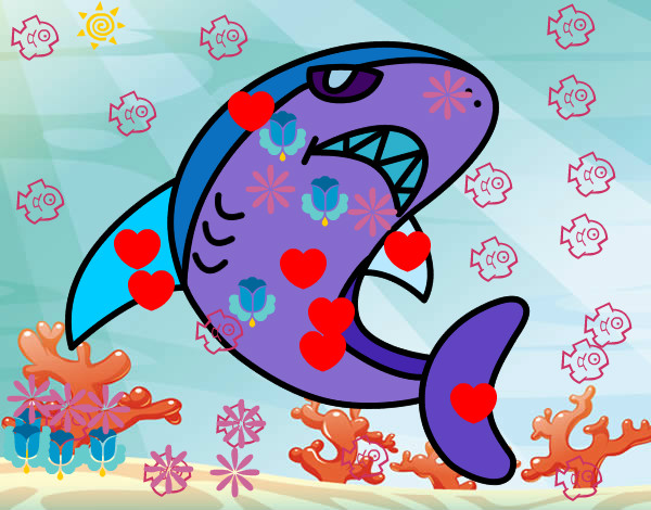 Dibujo Tiburón nadando pintado por ivanmoren