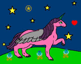Dibujo Unicornio mirando las estrellas pintado por dakava