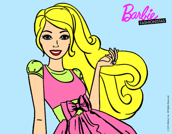 Dibujo Barbie con su vestido con lazo pintado por hapiest