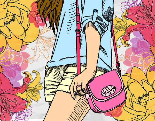 Dibujo Chica con bolso pintado por tropical
