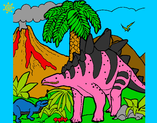 Dibujo Familia de Tuojiangosaurios pintado por dacota
