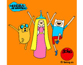 Dibujo Jake, Princesa Chicle y Finn pintado por adre