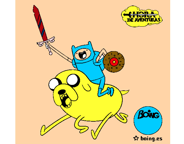 Dibujo Jake y Finn al ataque pintado por noaguille