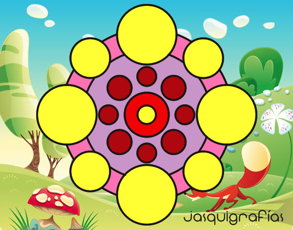 Dibujo Mandala con redondas pintado por ERICAH