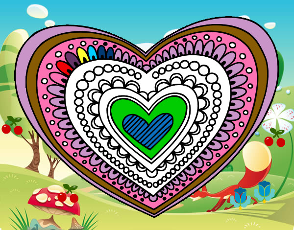 Dibujo Mandala corazón pintado por ERICAH