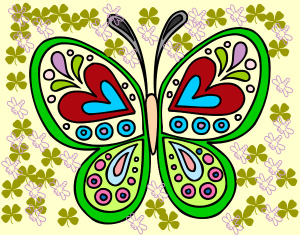 Dibujo Mandala mariposa pintado por daniyo