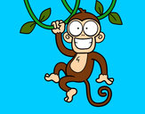 Dibujo Mono colgado pintado por yova
